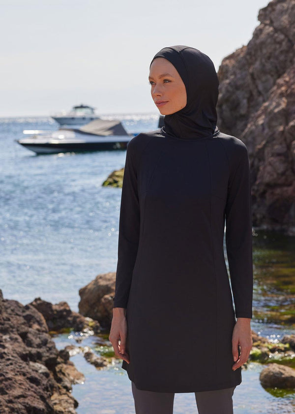 Black Sporty Single Top Burkini