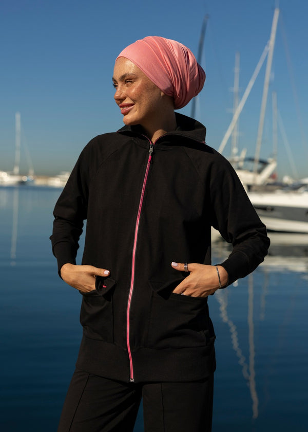 Fuchsia Zip-Up Sweatshirt