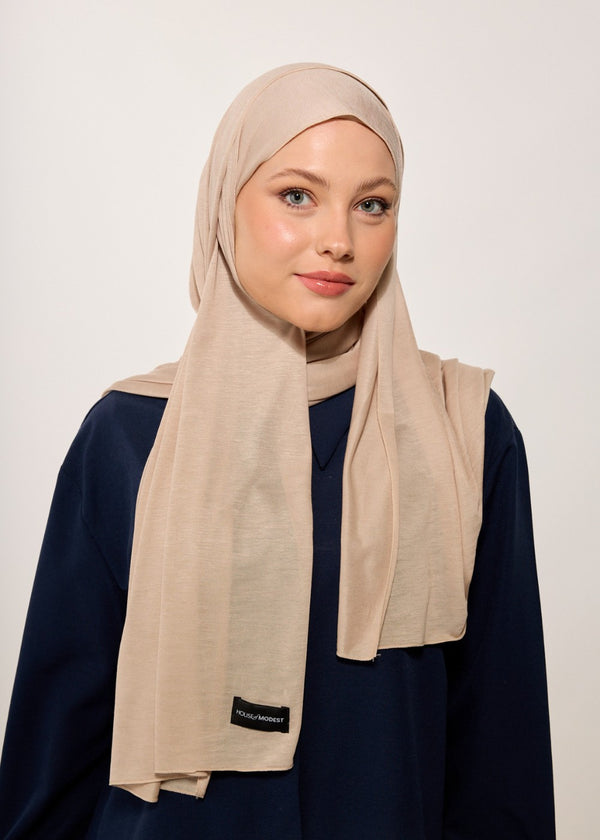 HOUSE OF MODEST BEIGE JERSEY SCARF