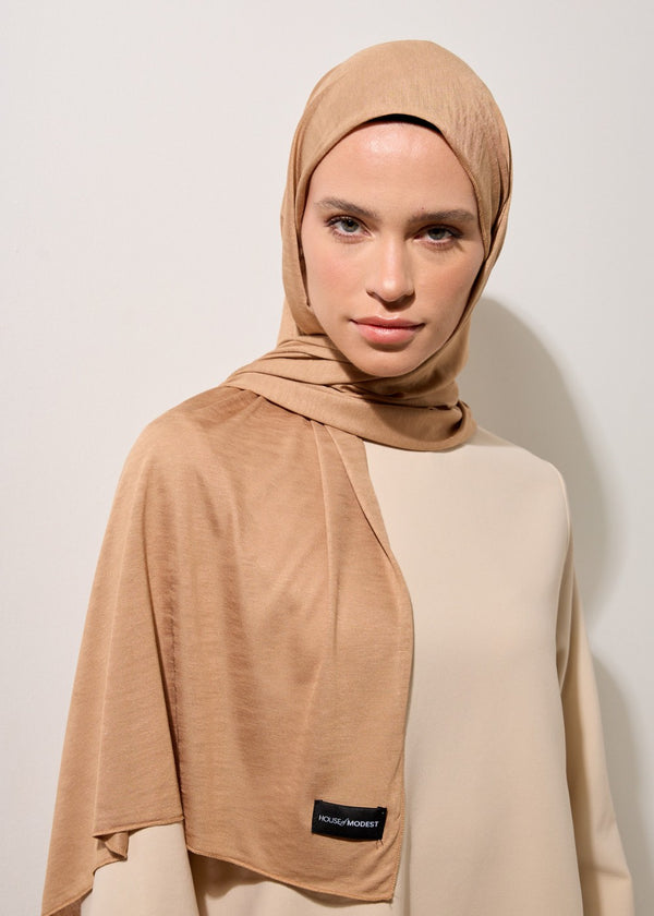 HOUSE OF MODEST  CARAMEL BEIGE JERSEY SCARF