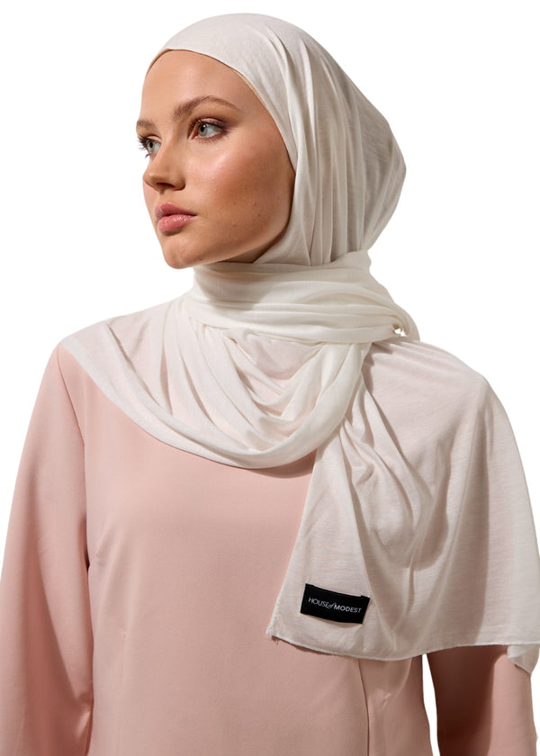 HOUSE OF MODEST ECRU COTTON BONNET SCARF