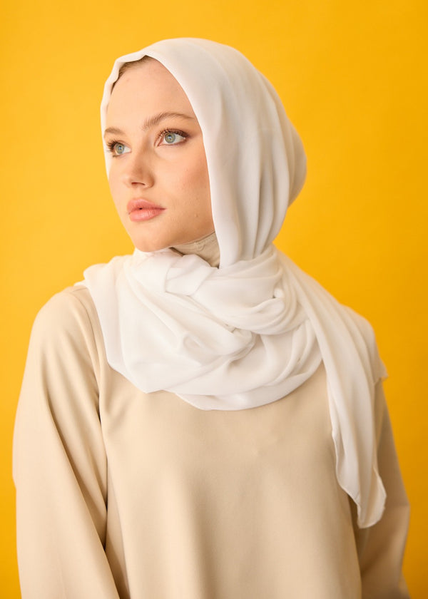 HOUSE OF MODEST ECRU CHIFFON SCARF