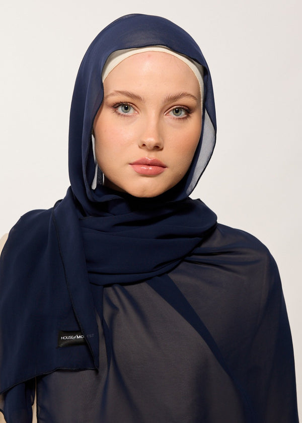 HOUSE OF MODEST DEEP NAVY CHIFFON SCARF