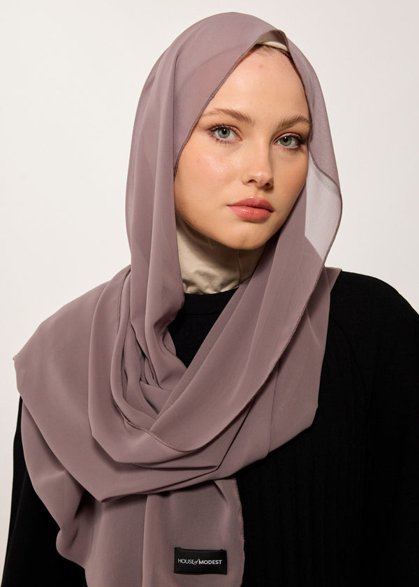 HOUSE OF MODEST STONE TAUPE CHIFFON SCARF