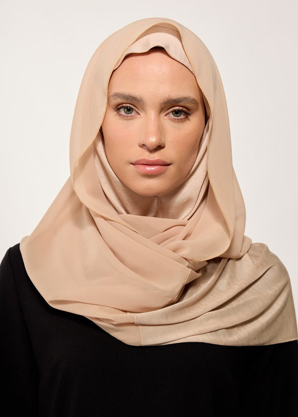 HOUSE OF MODEST BEIGE JERSEY CHIFFON SHAWL