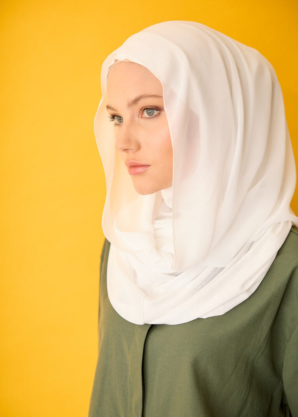 HOUSE OF MODEST ECRU JERSEY CHIFFON SHAWL