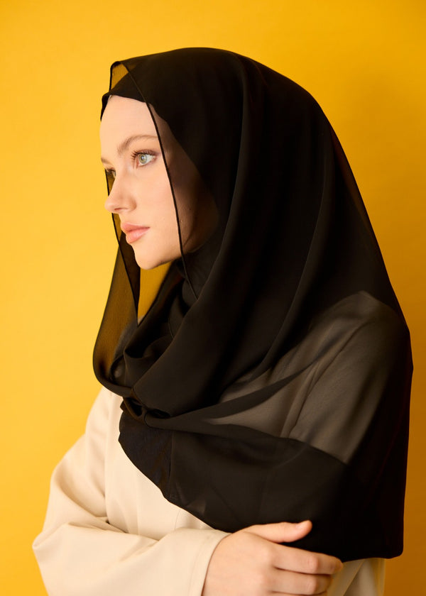 HOUSE OF MODEST BLACK JERSEY CHIFFON SHAWL