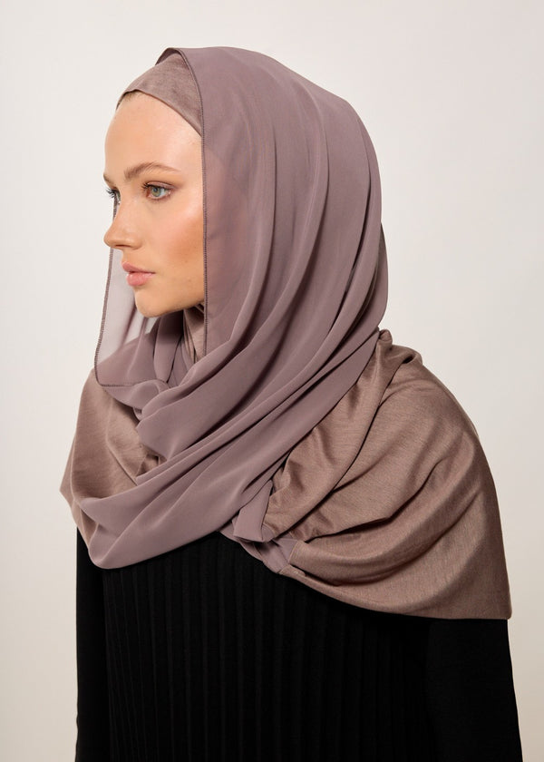 HOUSE OF MODEST STONE TAUPE JERSEY CHIFFON SHAWL