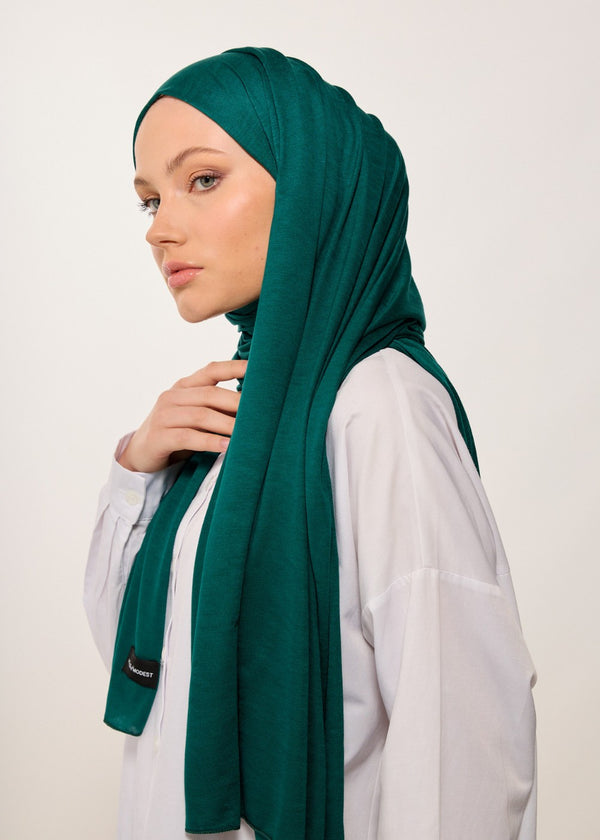 HOUSE OF MODEST DEEP EMERALD JERSEY SCARF