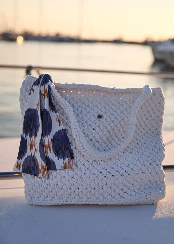 Knitted Beach Bag - Polka Dot