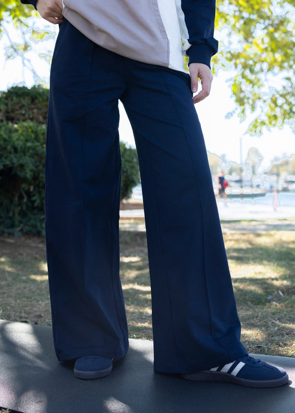 Navy-Blue Straight-Leg Sweatpants