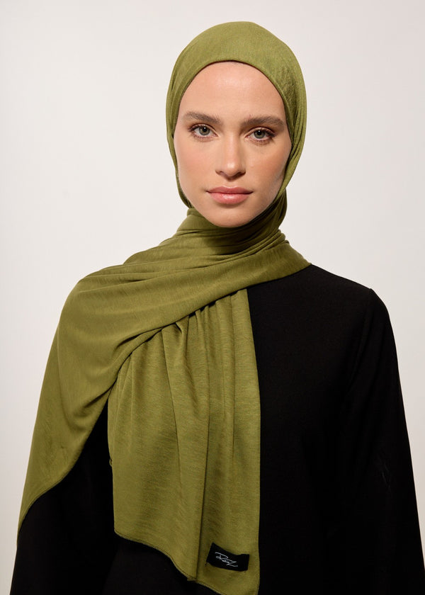 RABIA Z EARTHY KHAKI MODEST JERSEY SCARF