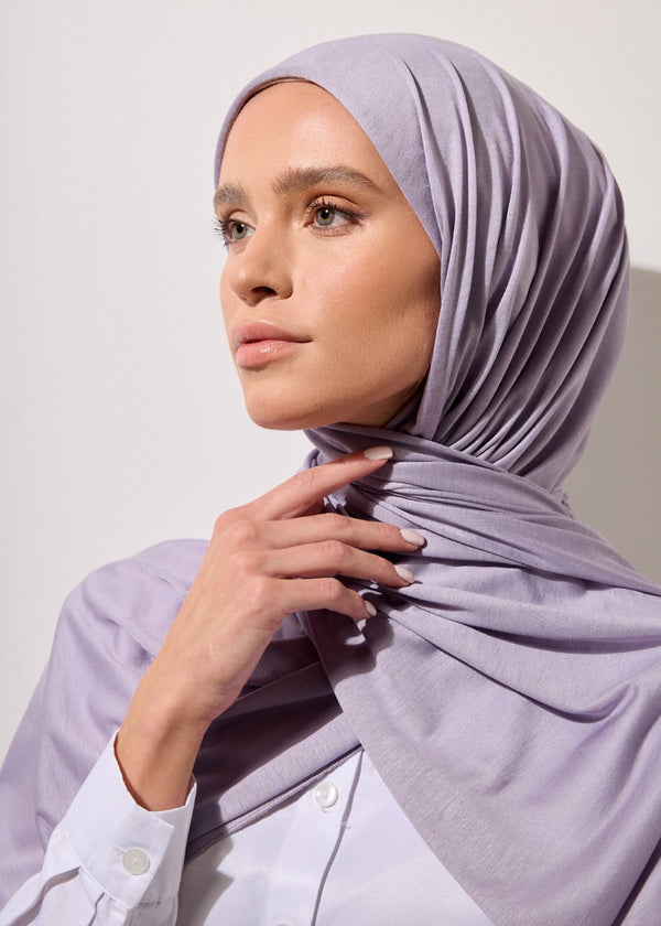 RABIA Z LAVENDER BLOOM MODEST JERSEY SCARF