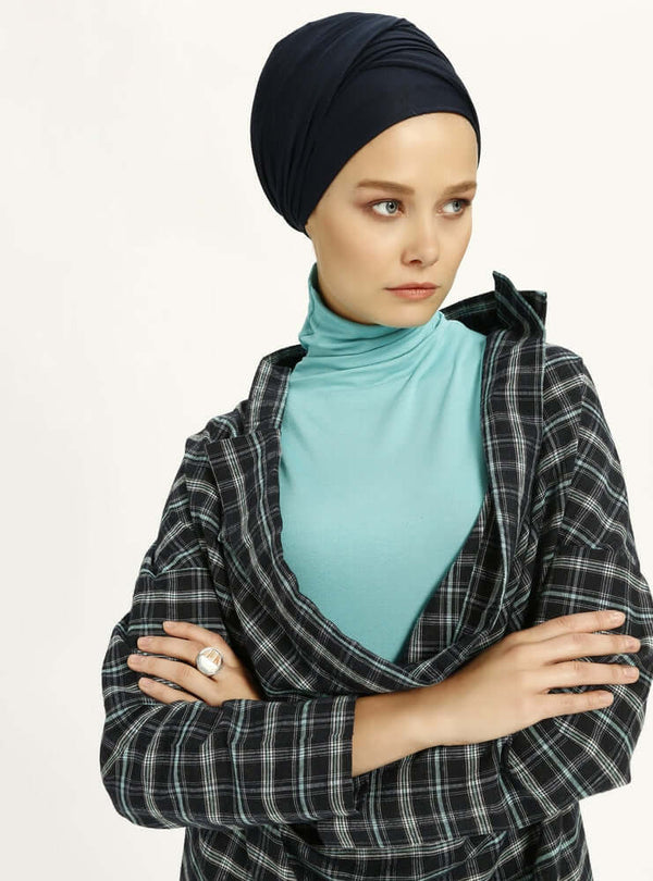 Women's Two Piece Navy Blue Gingham Tunic